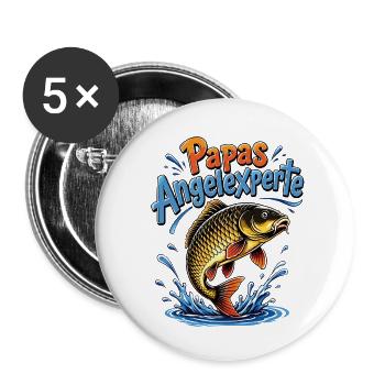 Papas Angelexperte - Buttons klein 25 mm (5er Pack) - Weiß - Vorne