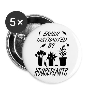 Easily distracted by houseplants - Buttons small 1''/25 mm (5-pack) - white - Front