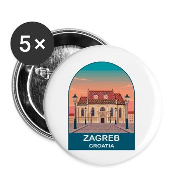 Zagreb Croatia Vintage Travel Poster Art - Buttons small 1''/25 mm (5-pack) - white - Front