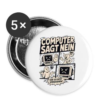 Computer sagt nein Comic Design - Buttons klein 25 mm (5er Pack) - Weiß - Vorne