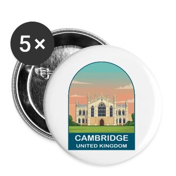 Cambridge UK Vintage Travel Poster Art - Buttons small 1''/25 mm (5-pack) - white - Front