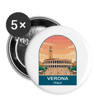 Verona Italien Vintage-Reiseplakat-Kunst - Buttons klein 25 mm (5er Pack) - Weiß - Vorne