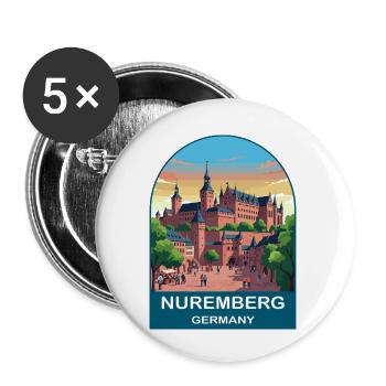 Nuremberg Germany Vintage Travel Poster Art - Buttons small 1''/25 mm (5-pack) - white - Front