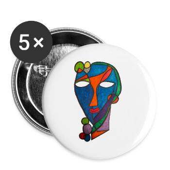 Kubistischer Maskenfluss- Martina Eßer - Buttons klein 25 mm (5er Pack) - Weiß - Vorne