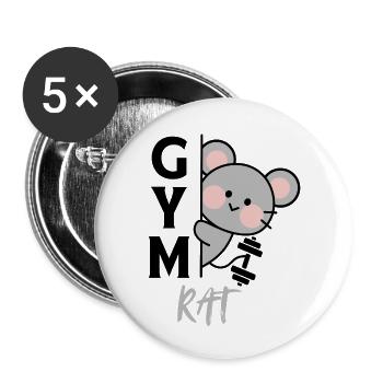 Souris Kawaii Coin - Lot de 5 petits badges (25 mm) - blanc - Devant