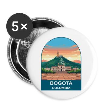 Bogota Colombia Skyline Vintage Travel Art - Buttons small 1''/25 mm (5-pack) - white - Front