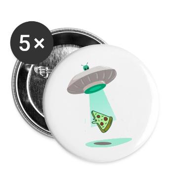 UFO Pizza Alien lustig Cartoon - Buttons klein 25 mm (5er Pack) - Weiß - Vorne