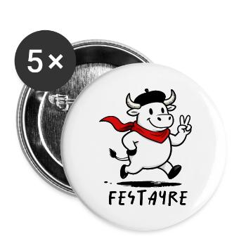 Festayre,Taureau des Férias - Lot de 5 petits badges (25 mm) - blanc - Devant
