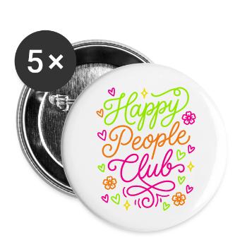 Happy People Club - Buttons small 1''/25 mm (5-pack) - white - Front
