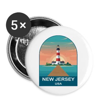 New Jersey USA Vintage-Reiseposter-Kunst - Buttons klein 25 mm (5er Pack) - Weiß - Vorne