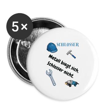 Schlosser T-Shirt Lustiges Geschenk Metallbau-Fans - Buttons klein 25 mm (5er Pack) - Weiß - Vorne