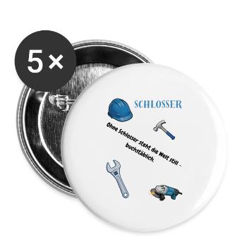 Schlosser T-Shirt Lustiges Geschenk Metallbau-Fans - Buttons klein 25 mm (5er Pack) - Weiß - Vorne