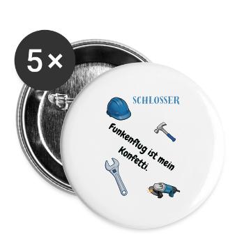 Schlosser T-Shirt Lustiges Geschenk Metallbau-Fans - Buttons klein 25 mm (5er Pack) - Weiß - Vorne