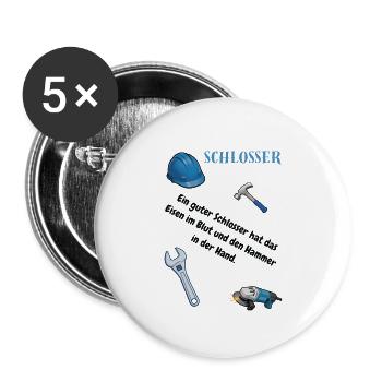 Schlosser T-Shirt Lustiges Geschenk Metallbau-Fans - Buttons klein 25 mm (5er Pack) - Weiß - Vorne