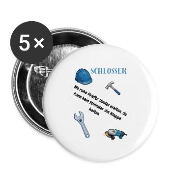 Schlosser T-Shirt Lustiges Geschenk Metallbau-Fans - Buttons klein 25 mm (5er Pack) - Weiß - Vorne
