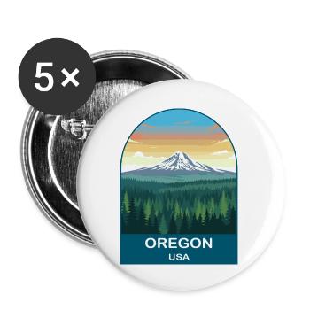 Oregon USA Vintage Travel Poster Art - Buttons small 1''/25 mm (5-pack) - white - Front