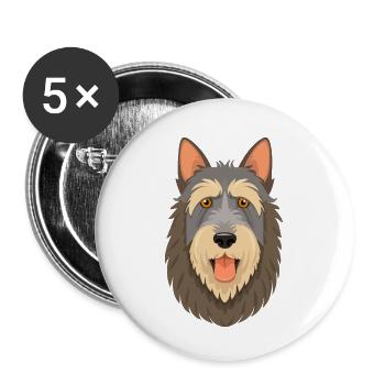 Irish Wolfhound (bande dessinée/portrait) - Lot de 5 petits badges (25 mm) - blanc - Devant