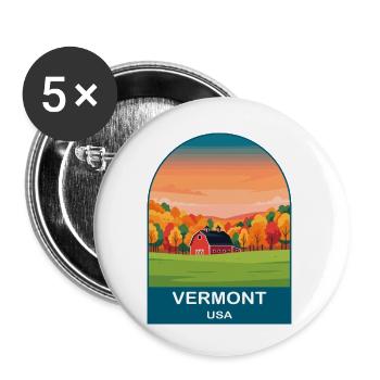 Vermont USA Vintage Travel Poster Art - Buttons small 1''/25 mm (5-pack) - white - Front