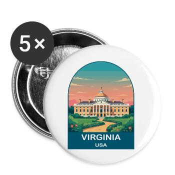 Virginia USA Vintage Travel Poster Art - Buttons small 1''/25 mm (5-pack) - white - Front
