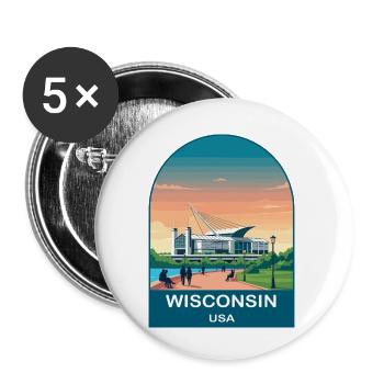 Wisconsin USA Vintage-Reiseplakat-Kunst - Buttons klein 25 mm (5er Pack) - Weiß - Vorne