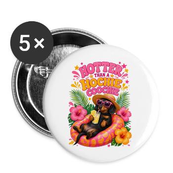 Tropical Dachshund Beach Vibes - Buttons small 1''/25 mm (5-pack) - white - Front