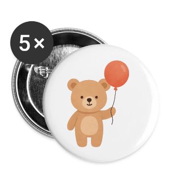 Ballonbär-Laune - Buttons klein 25 mm (5er Pack) - Weiß - Vorne