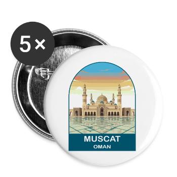 Muscat Oman Grand Mosque Vintage-Reiseplakat - Buttons klein 25 mm (5er Pack) - Weiß - Vorne