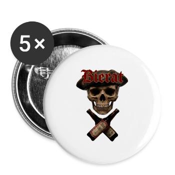 Totenkopf  Bierflaschen - Buttons klein 25 mm (5er Pack) - Weiß - Vorne