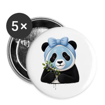 Panda Beauty Spa aux myrtilles - Lot de 5 petits badges (25 mm) - blanc - Devant