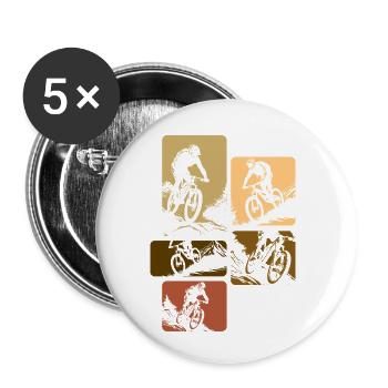 VTT Rétro Descente Vélo Vintage - Lot de 5 petits badges (25 mm) - blanc - Devant