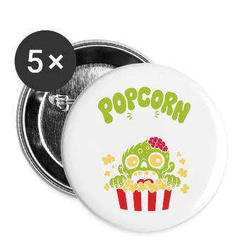 Popcorn Or Brains Zombie Horror - Buttons small 1''/25 mm (5-pack) - white - Front