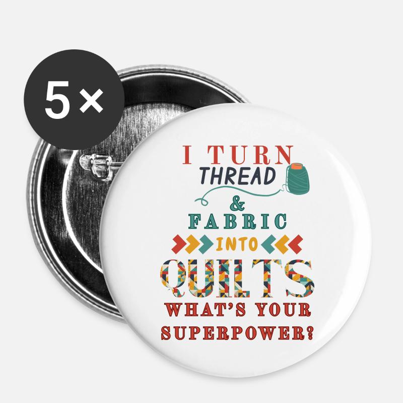 Thread & Quilt – Your Superpower - Buttons small 1''/25 mm (5-pack) - white