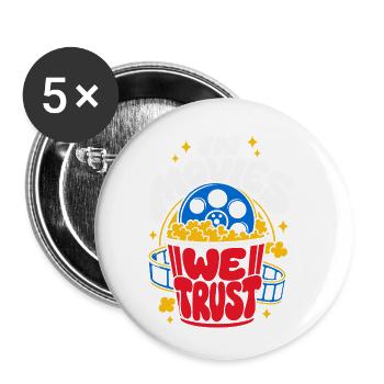 In Movies We Trust Cinema Popcorn - Buttons small 1''/25 mm (5-pack) - white - Front