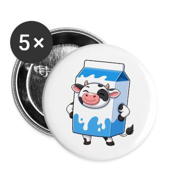 Cow in Milk Carton Cartoon - Buttons small 1''/25 mm (5-pack) - white - Front