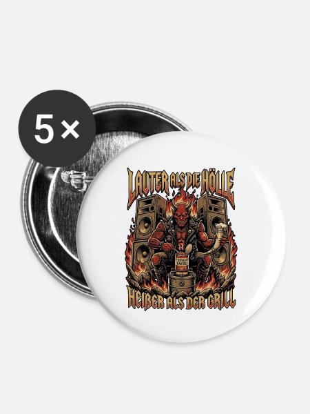 Heavy Metal Dämon Auf Festival - Buttons klein 25 mm (5er Pack) - Weiß