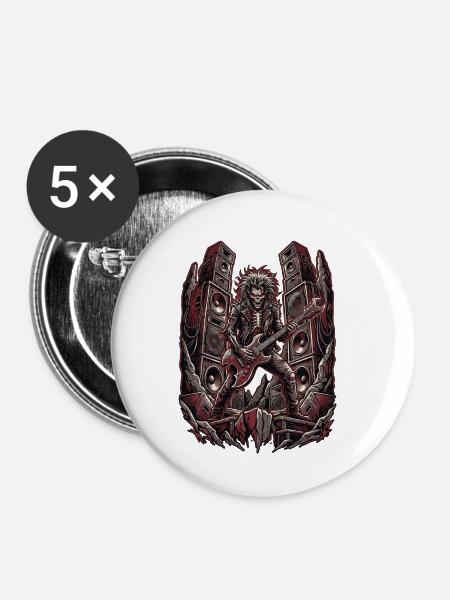 Heavy Metal Retro Dämon - Buttons klein 25 mm (5er Pack) - Weiß