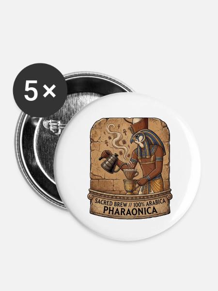 Pharao Kaffee Lebenselixier - Buttons klein 25 mm (5er Pack) - Weiß