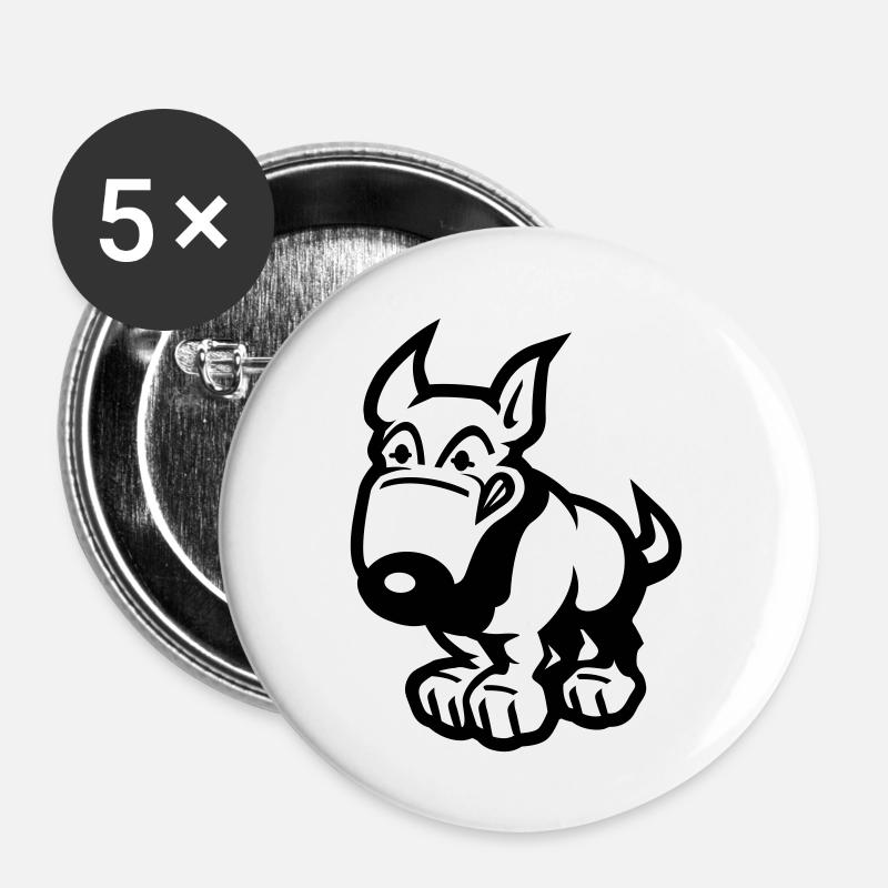 comic_dog - Buttons small 1''/25 mm (5-pack) - white