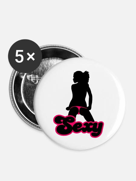 Sexy - Buttons klein 25 mm (5er Pack) - Weiß