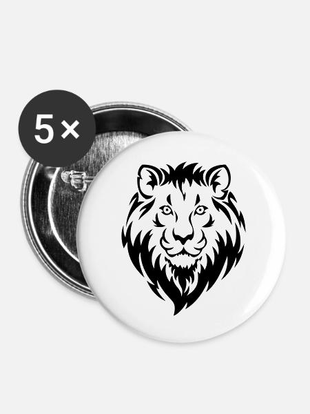 Löwe - Buttons klein 25 mm (5er Pack) - Weiß