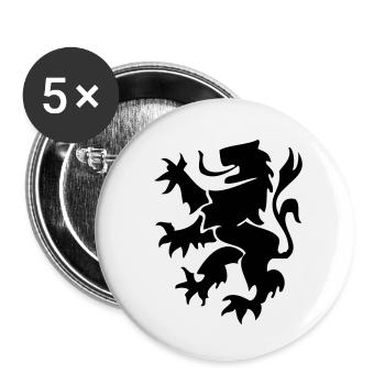 lion des flandres - Lot de 5 petits badges (25 mm) - blanc - Devant