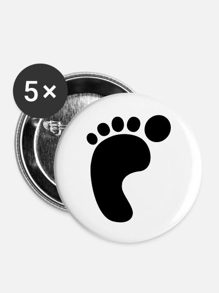 Left Foot Print - Buttons klein 25 mm (5er Pack) - Weiß
