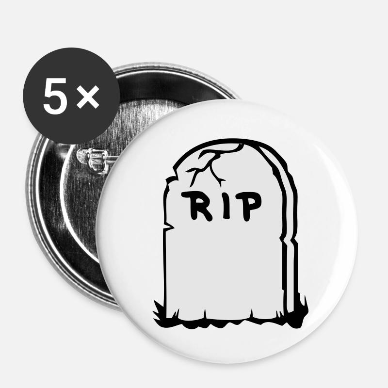 Le cercueil, tête morte, Gruft, tombe, pierre de - Lot de 5 petits badges (25 mm) - blanc