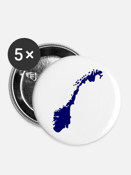 Norwegen - Buttons klein 25 mm (5er Pack) - Weiß