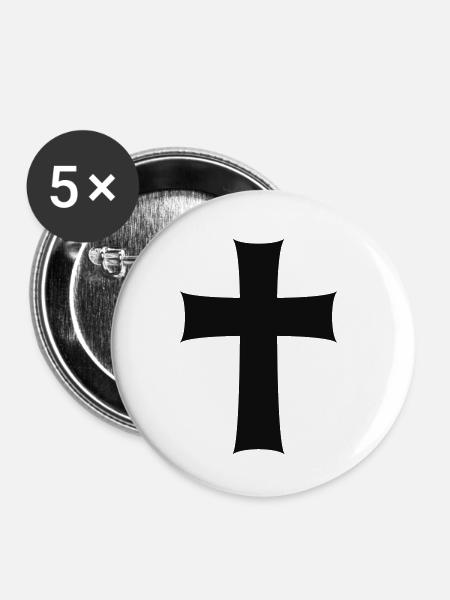 Kreuz - Buttons klein 25 mm (5er Pack) - Weiß