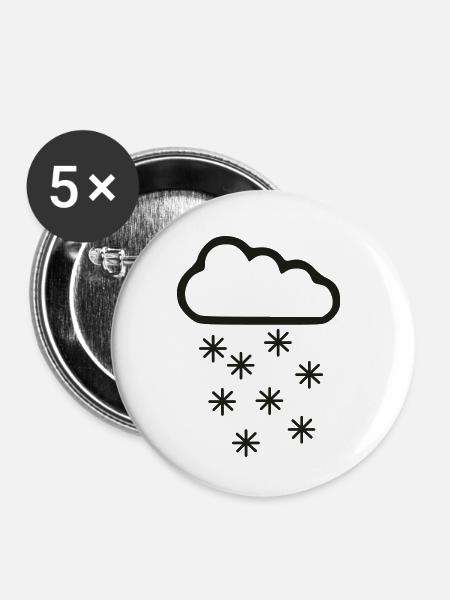 Schnee - Buttons klein 25 mm (5er Pack) - Weiß