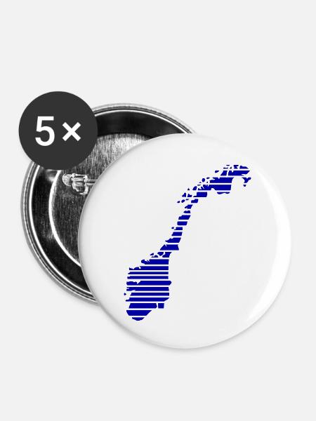 Norwegen - Buttons klein 25 mm (5er Pack) - Weiß