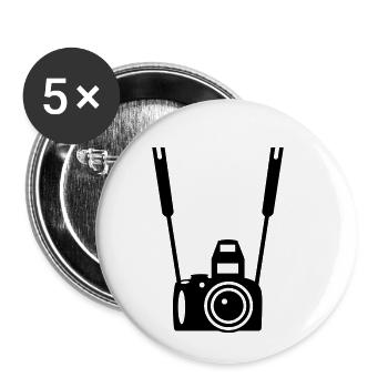 Appareil photo - Lot de 5 petits badges (25 mm) - blanc - Devant
