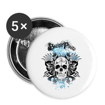 Breizh Piratenkopf des Todeskranichschädels - Buttons klein 25 mm (5er Pack) - Weiß - Vorne