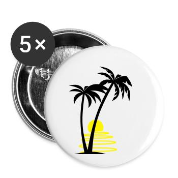 Palmiers avec soleil - Lot de 5 petits badges (25 mm) - blanc - Devant